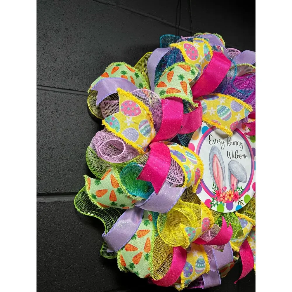 Easter Wreath, Welcome Wreath Front Door Decor Handmade 22 In